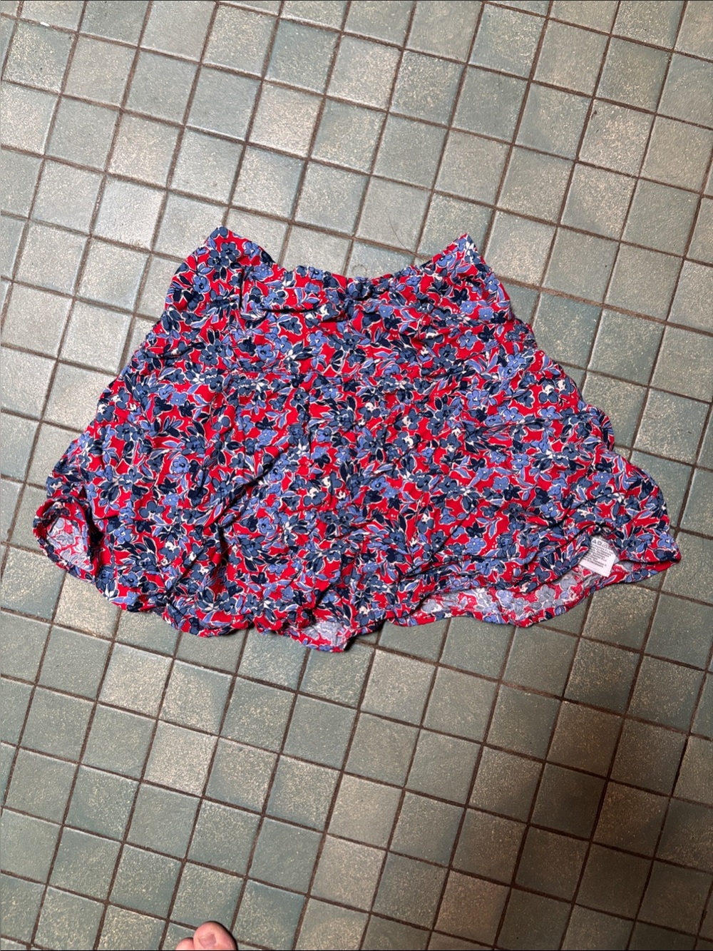 Crewcuts Red & Blue Floral Ruffle Skort